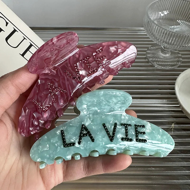 Korean Inspired Ins Acetate Hair Claw Elegant Large Letters Advanced Sense Net Red Modern Daily Style Back of Head Clip