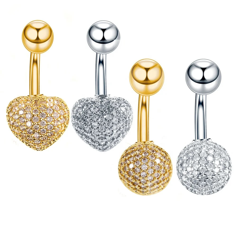 Gaby All Stainless Steel Heart Navel Ring Tarnish-Free Surgical Piercing Jewelry Children's Belly Button Jewelry Wholesale
