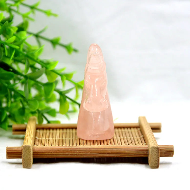 Huiying Natural healing gemstone 50*50*20mm Rose Quartz carved crystal unicorn carving for home decoration