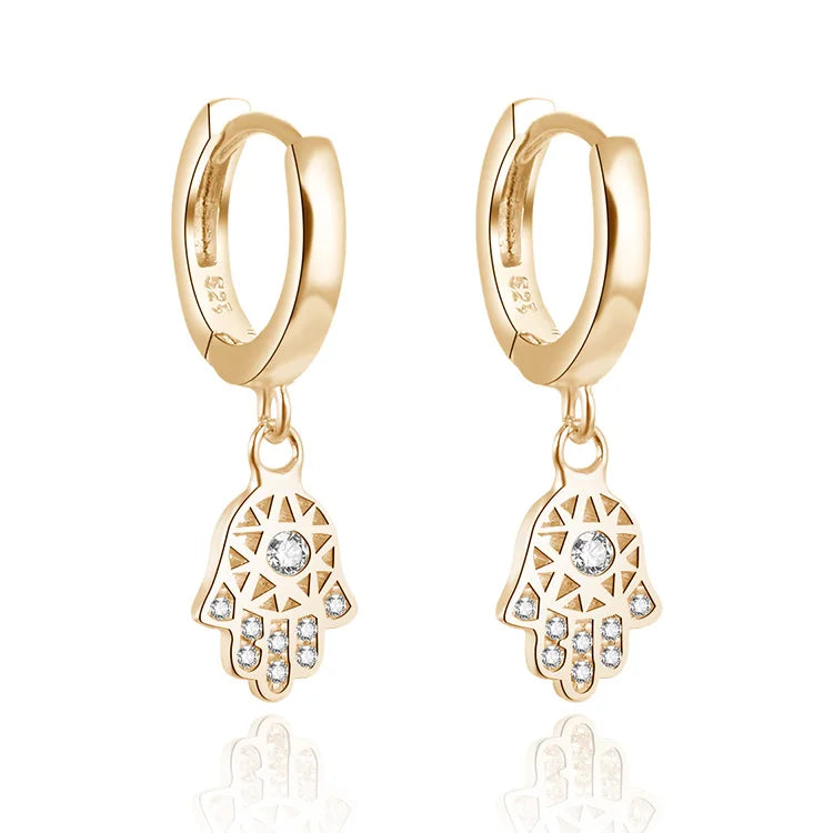 Wholesale Turkish Gold Plated Jewelry Hamsa Pendant Earrings for Women