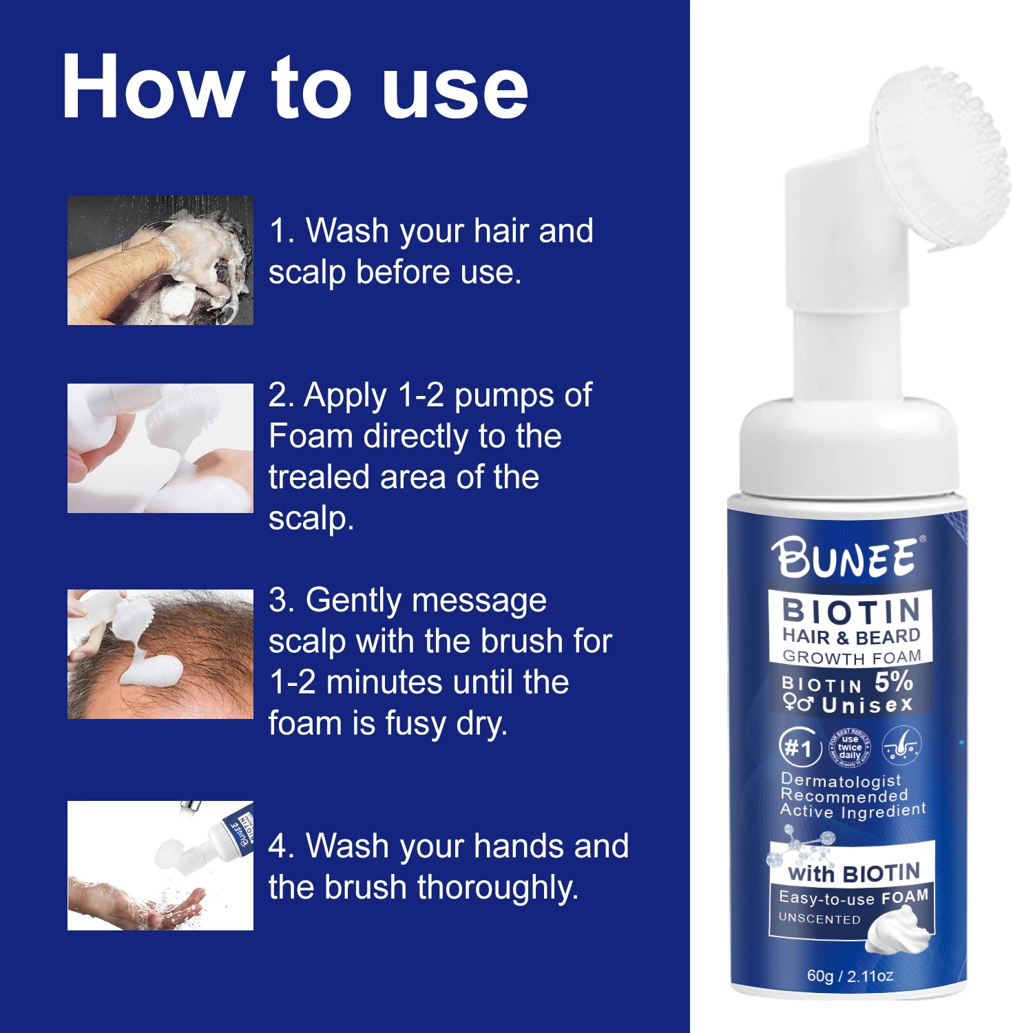 Men's Topical Solution Anti Hair Loss Treatment Biotin Beard Hair Regrowth Foam Nutrafo Women's Balance Hair Growth Supplements