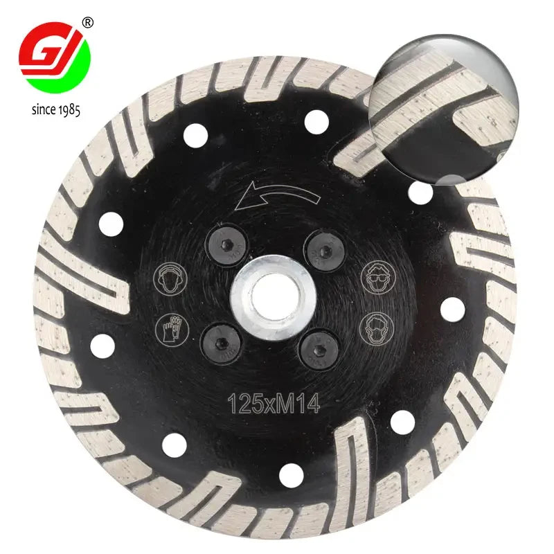 GJ Brand Hot Sale 5 Inch 125mm Guard Teeth Turbo Edge Diamond Saw Cutting Disc Tile Ceramic Marble Circular Saw Blade