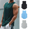 Men's Casual Fitness Muscle Sports Vest Quick-Dry Breathable Mesh Basketball Tank Top Thin Knitted T-Shirt Print for Running