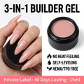 No Heat Private Label 15ml Non Sticky Biab Nail Builder Not Hot LED Clear Gel Solid Builder Extension Nail Gel Hard Jelly UV Gel