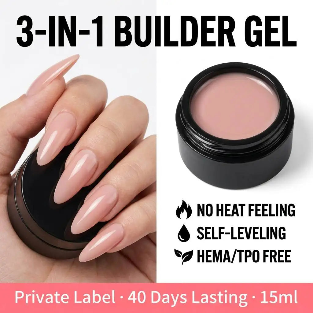 No Heat Private Label 15ml Non Sticky Biab Nail Builder Not Hot LED Clear Gel Solid Builder Extension Nail Gel Hard Jelly UV Gel