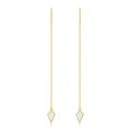 YFN Luxury Jewelry 14K Solid Gold Simple Design Triangle Opal Threader Earrings for Women