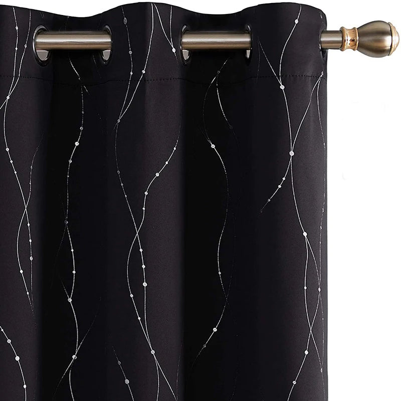 Amity 100% Polyester Thermal Insulation Blackout Curtains Bronzing Silver Stamping Hot Selling Home Decor Curtain