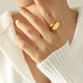 Waterproof Jewelry New Retro Simple Special-Shaped Glossy Craft Ring Opening Adjustable Ring for Girls No Fading
