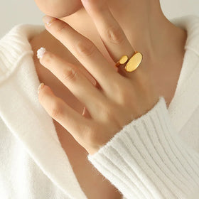 Waterproof Jewelry New Retro Simple Special-Shaped Glossy Craft Ring Opening Adjustable Ring for Girls No Fading