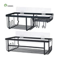 Homedec Modern Wall-Mounted Dual-Tier Eco-Friendly Durable Black Metal Corner Bathroom Organizer Rack Shower Caddy Holder 3-Year