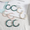 2023 New Fashion Copper Beaded Hoop Earrings Handmade Natural Stone C Shaped Earrings for Female