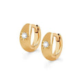 Milskye Modern Custom Fine Fashion Jewelry for Women 925 Silver 14k Gold Plated Single Star Set Rounded Zircon huggies Earrings