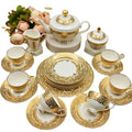 24K Gold Coffee Set cup&saucer Setbone China Golden Plate Tableware Set