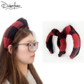 RTS Mama Mimi Christmas Gift Red and Black Plaid Bowknot Headbands Teddy Hairband Winter Women Baby Hair Accessories