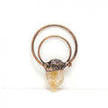 PM42345 Raw Citrine Crystals Healing Stones Free Form Point Hoop Pendant Antique Copper Plated Vintage Retro Boho Chic Jewelry