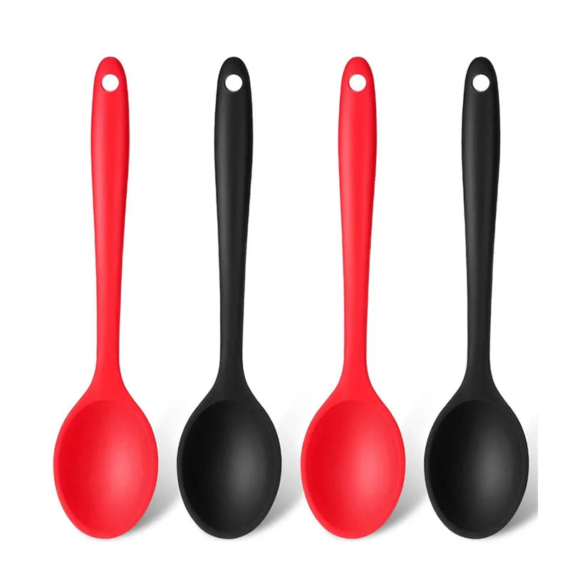 Nonstick Square Silicone Heat Resistant Dishwasher Safe Kitchen Utensils Serving and Stirring Spoons for Cooking and Mixing