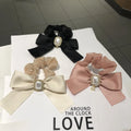 Elegant Large Bow Knot Elastic Hair Bands Mesh Hair Scrunchies Pearl Rhinestone Scrunchy Hair Ties for Women