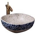Good Prices China Artistic Marble Handmade Porcelain Blue White  Vessel Sinks Ceramic Wash Basins for Kitchen and Bathroom