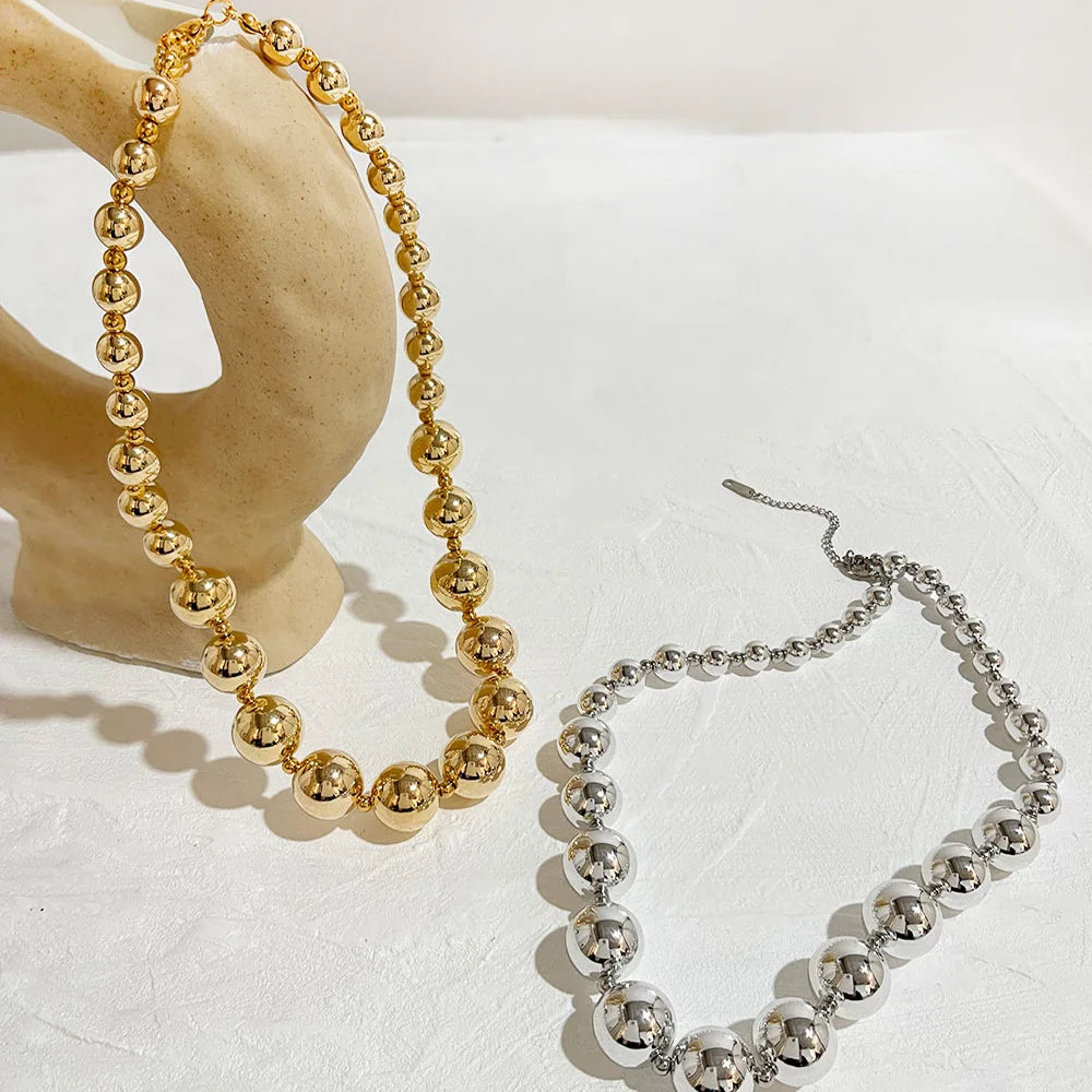 Tik Tok  Hot Selling Stainless Steel Necklace Personalized Necklace 18k Gold Plate CCB Luck Beads Necklace for Women