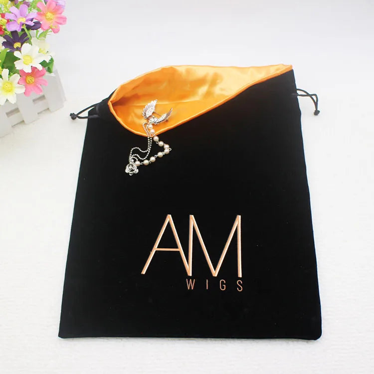 Custom Logo Recyclable Velvet Bags Drawstring for Hair Fur Socks Shoes Dust Covers Clothing Packaging Custom Printed Design
