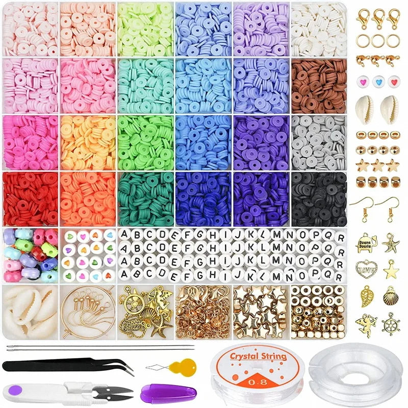 Charms Jewelry Handmade DIY Accessories Polymer Clay Bracelet Spacer Beads Kit Handmade DIY Clay Beads Kit for Bracelet Making