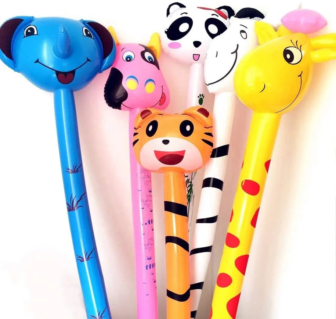 Safri Inflatable Animals on a Stick PVC/Plastic Party Toys with Sound-Tiger Zebra Giraffe Elephant-130cm All Ages