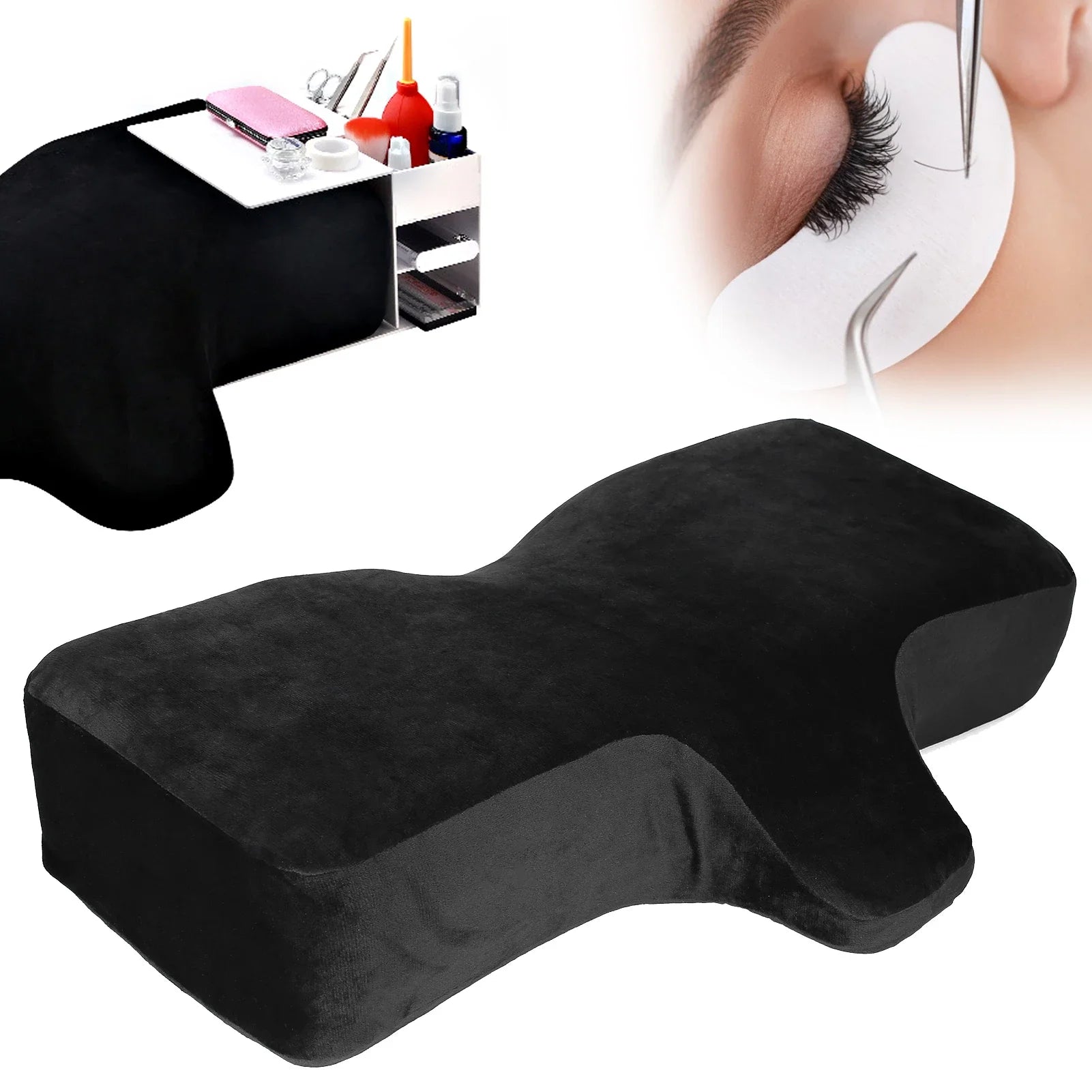 WJ-1050 Modern Super Memory Foam Eyelash Extension Pillow Bamboo Fiber 400TC Ergonomic Curve Anti-Snore 30 Fabric Count Luxury