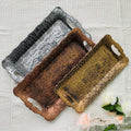 3 Size 3 Colors Rectangular Multipurpose Unique Prints Vintage Distressed Tray Fruit Bowl Decorative Charger Plates With Handle