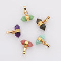 18K Gold Plated Natural Crystal Point Pendant Amazonite Hexagon Point Pendant