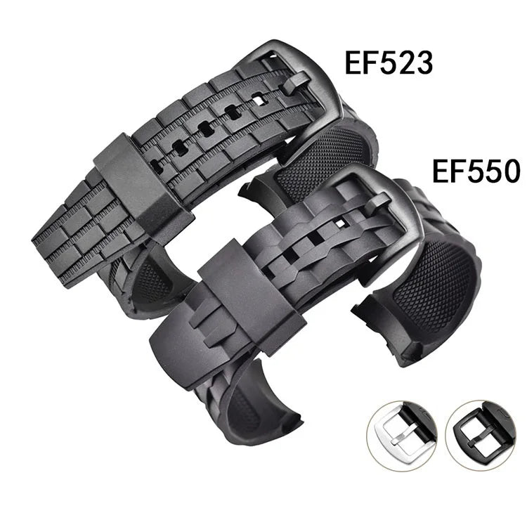 Customer Logo Silicone Watch Bands With Metal Buckle Watch Strap for Casio EF550 EF-550