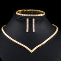 Top Quality Classic Princess Cut Cubic Zircon Women Luxury Wedding Necklace Earrings and Bracelet 3 Pcs Jewelry Sets for Party
