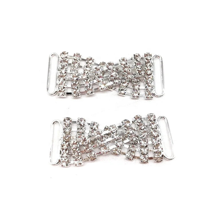 Small 5.5*2.2cm Crystal Rhinestone Connector Metal Bikini Headband & Shoe Garment Decorative Rhinestone Buckles Rings