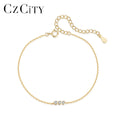 CZCITY Unique Vintage Trendy Trending Gold Bangle Woman Summer S925 Sterling Sliver Zircon Bracelet Adjustable