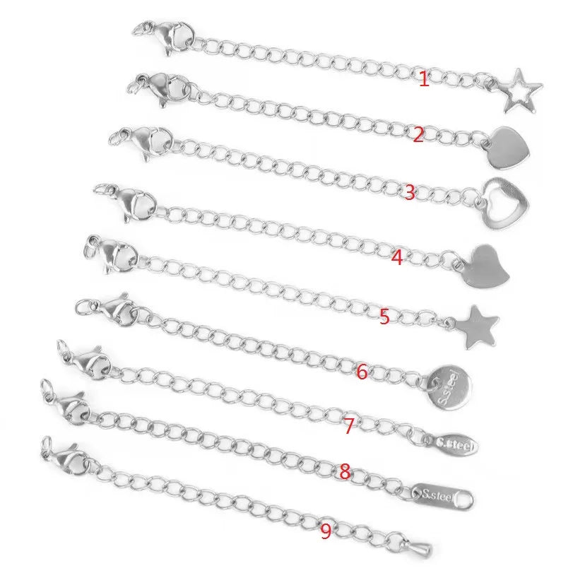 Heart Stainless Steel Extension Extended Lobster Clasps Connector DIY Tag Extender Tail Chain for Jewelry Making