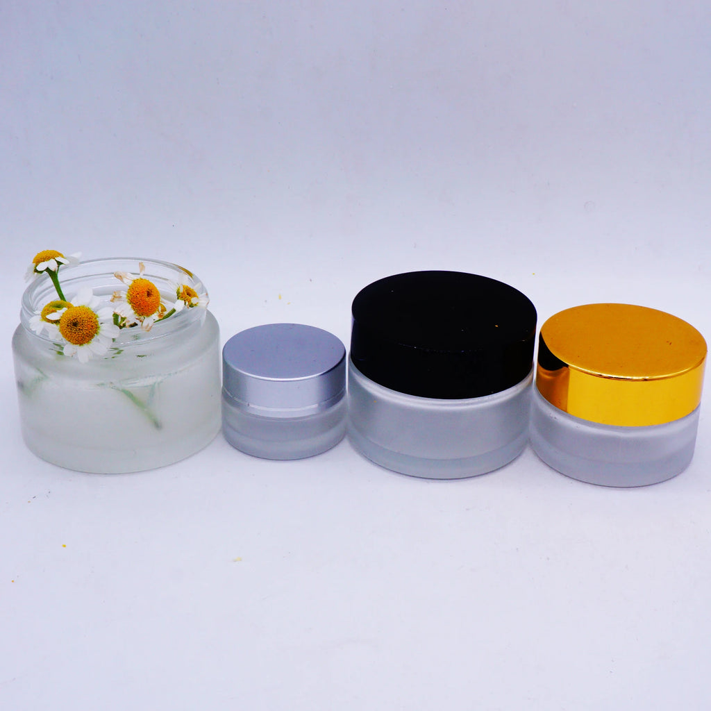 Silk Screen 100g clear Frosted Glass Cosmetic Jars and Bottles