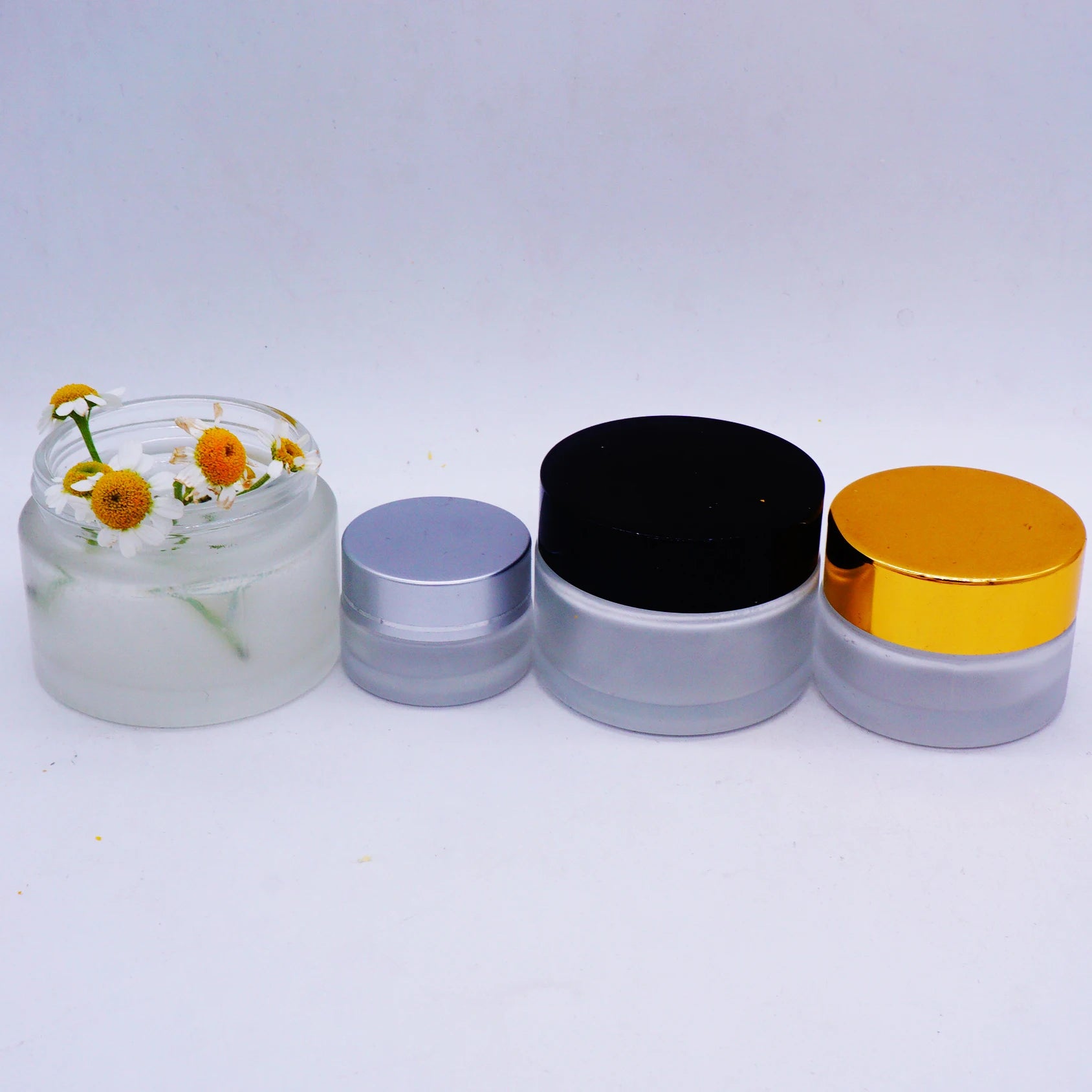 Silk Screen 100g clear Frosted Glass Cosmetic Jars and Bottles