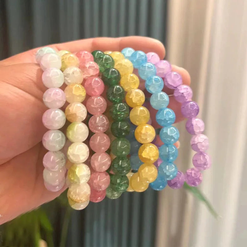 New Ice Crack Magnetic Charm Bracelet Gold/Silver Unisex Party Summer Beach Wedding Classic Elastic Glass