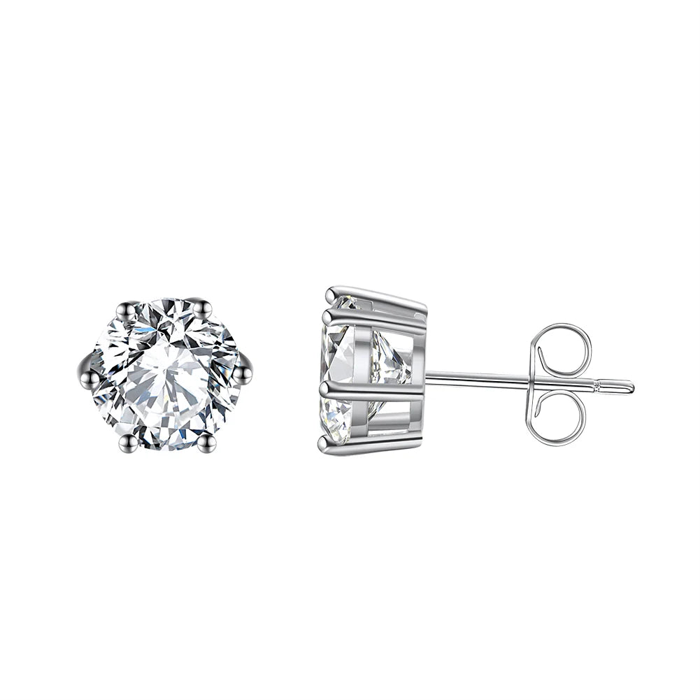 RINNTIN APE36 Hypoallergenic 4-8mm Cubic Zirconia 925 Sterling Silver Studs Earings for Women Girls