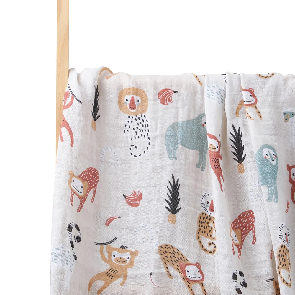 Kangobaby Reusable Hot-selling 2 Layers Swaddle Blanket with Screen Printed
