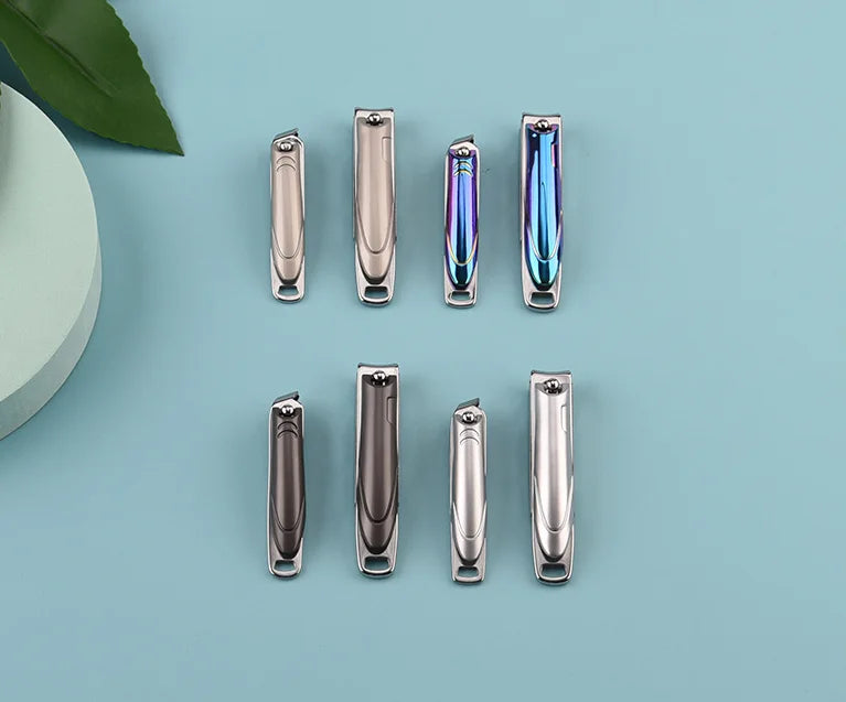High Quality 2Pcs Anti-Splash Stainless Steel Nail Clipper Set Toenail Cutter Tool PVC Pouch for Personal Beauty Finger Care
