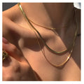 VKME Women Jewelry Three Clavicle Chain Snake Bone Choker Necklace Jewelry Gold Plated Stainless Steel Flat Snake Chain