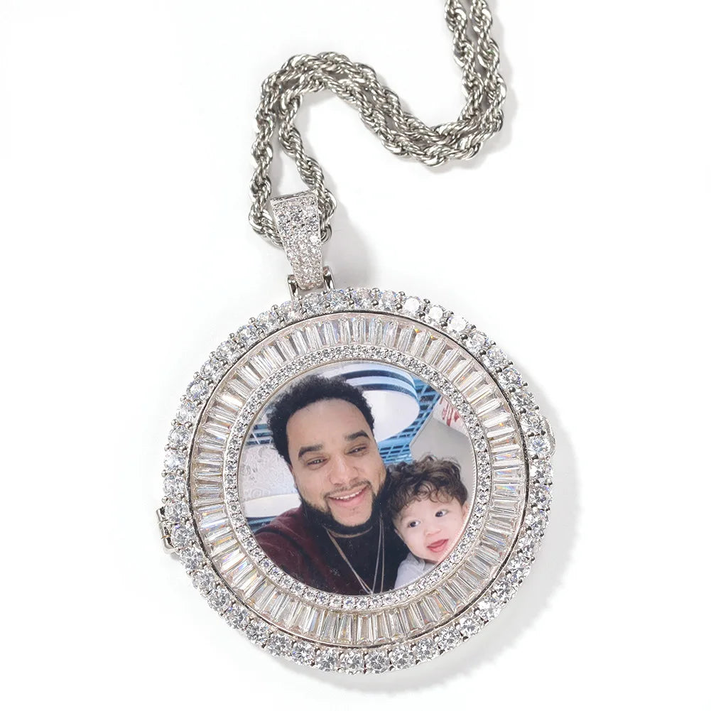 2020 New Design Photo Pendant Memory Custom Photo Gold Plated Necklace Hip Hop Jewelry Round Shape Distinctive