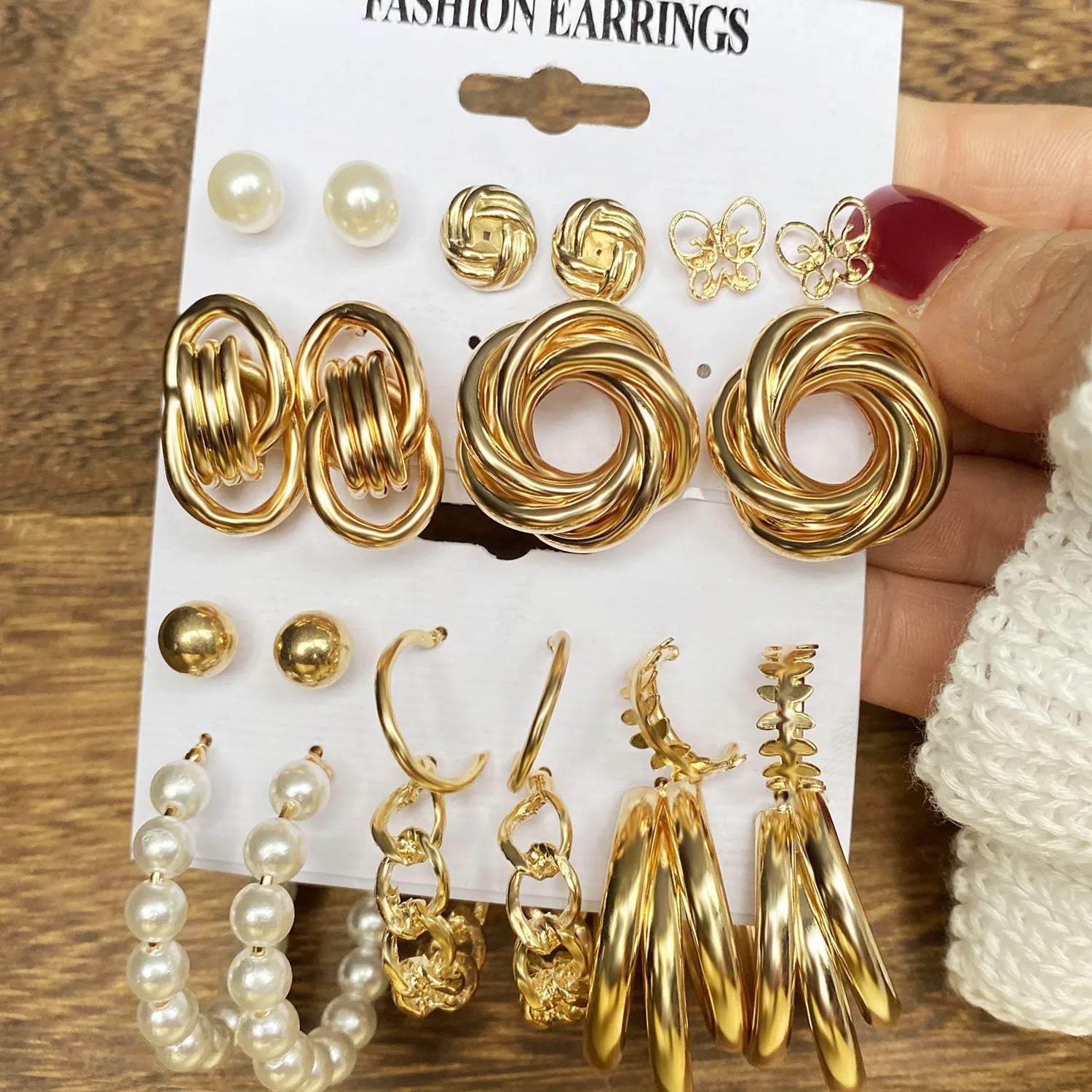 6pairs Vintage Gold Hoop Earrings Set Crystal Flower Star Resin Circle Dangle Drop Earings Jewelry Women
