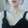 Nabest Waterproof Stainless Steel Cube Charm Tassel Necklace Women Jewelry 18k Gold Plated Minimalism Layers Necklaces