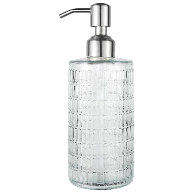 Longan Custom 28 Stainless Steel Shampoo and Liquid Soap Dispenser 420ml Glass Soap Dispenser Bottles Pumps