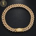 Luxury 9mm Gold Plated Brass 2 Rows Prong Setting AAAAA Cubic Zirconia Mens Party Hip Hop Jewelry Cuban Link Bracelet