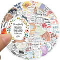 Vi- 50pcs Die Cut Vinyl Jesus Phrase Bible Graffiti Sticker Packs for Kids Laptop Phone Luggage Water Bottle Decoration