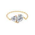 Chris April in Stock 316L Stainless Steel Drop Heart Solitaire Zirconias Chain Ring for Ladies