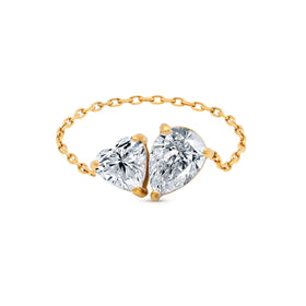 Chris April in Stock 316L Stainless Steel Drop Heart Solitaire Zirconias Chain Ring for Ladies