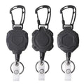Heavy Duty Carabiner Retractable Badge Reel Holder Tactical Wire Rope ID Badge Reel Anti Lost Badge Keychain Reel